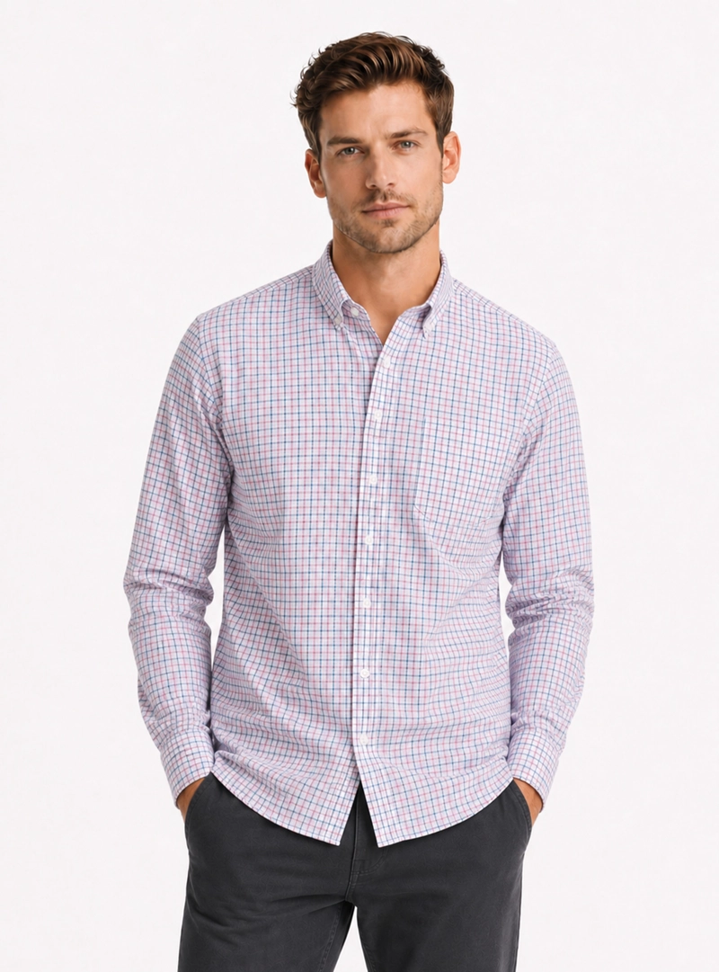 CAMISA A CUADROS REGULAR FIT ROSADO ARROW - 4