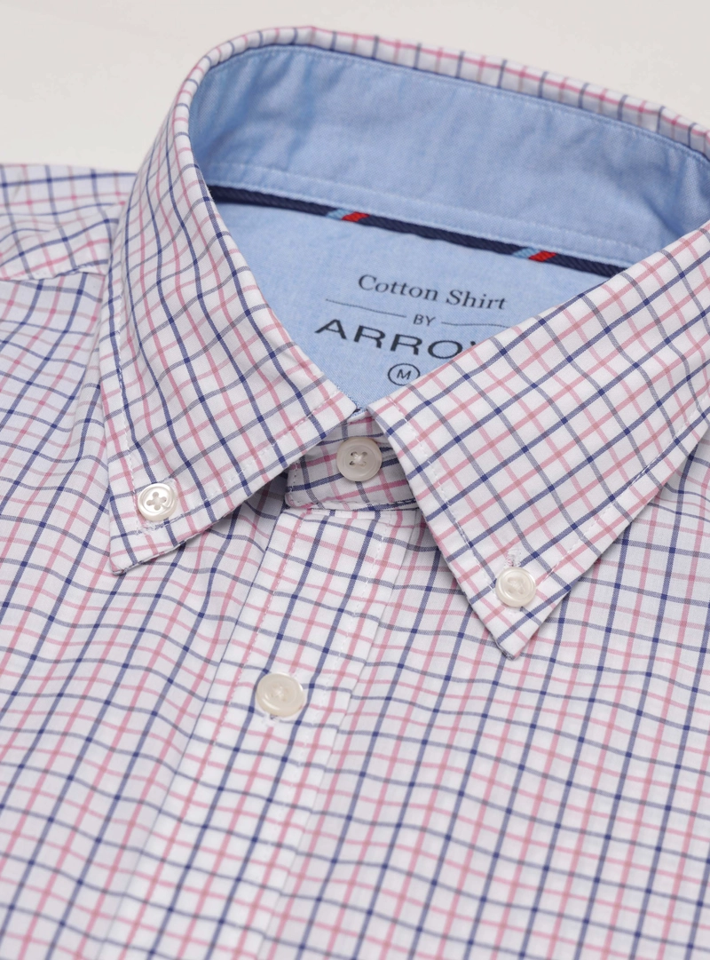 CAMISA A CUADROS REGULAR FIT ROSADO ARROW - 5