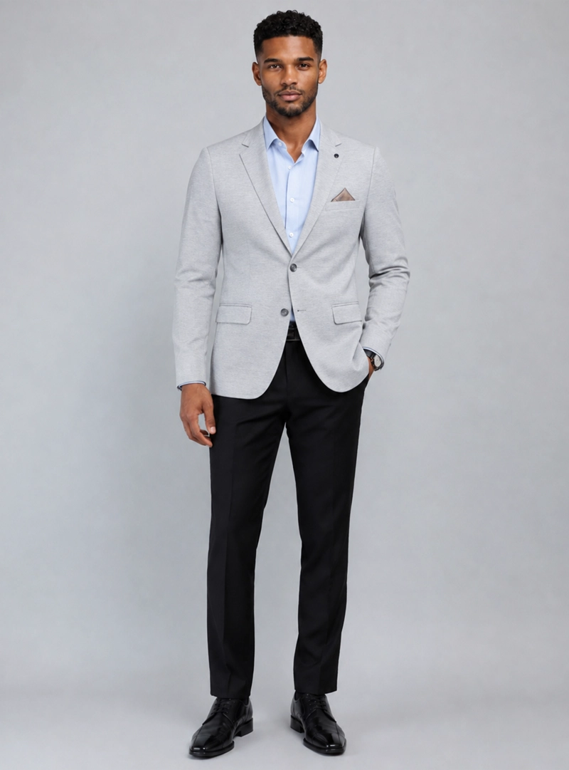 BLAZER POLI VISCOSA SPANDEX TAILORED FIT GRIS VAN HEUSEN - 4