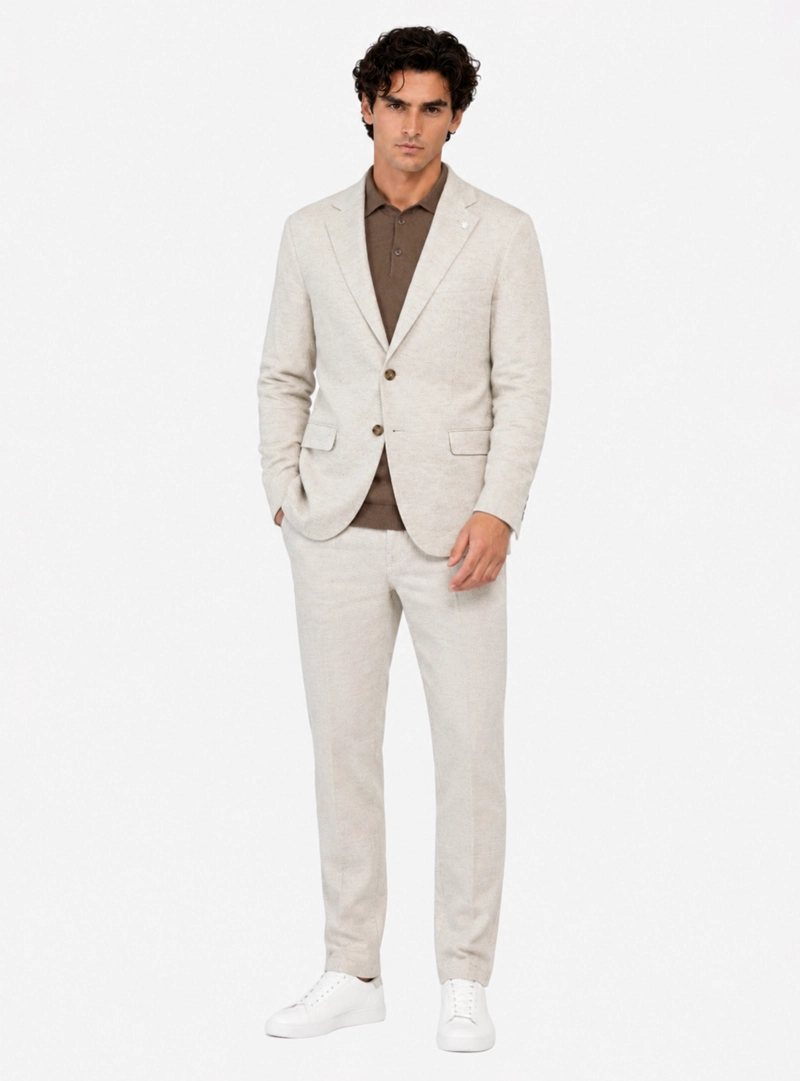 BLAZER FANTASIA TAILORED FIT BEIGE ARROW - 4