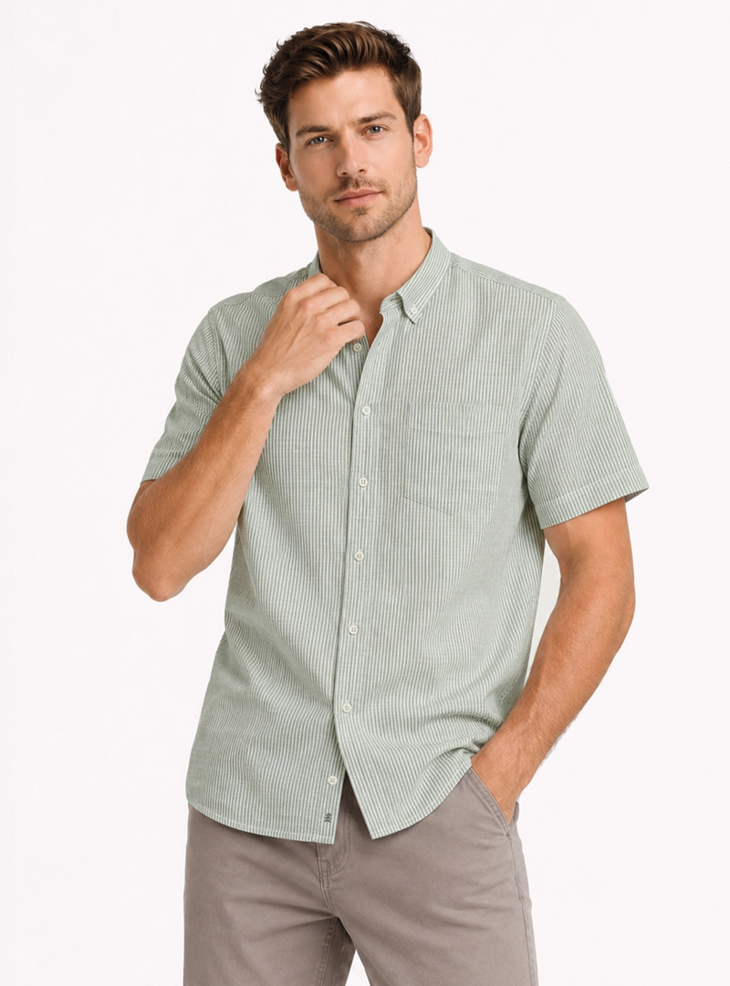 CAMISA TEXTURADA REGULAR FIT OLIVA ARROW - 1