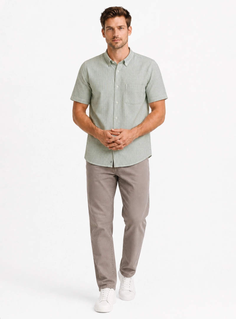 CAMISA TEXTURADA REGULAR FIT OLIVA ARROW - 4