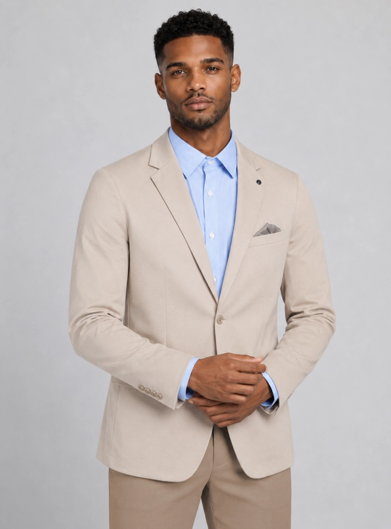 BLAZER POLI VISCOSA SPANDEX TAILORED FIT BEIGE VAN HEUSEN - 1