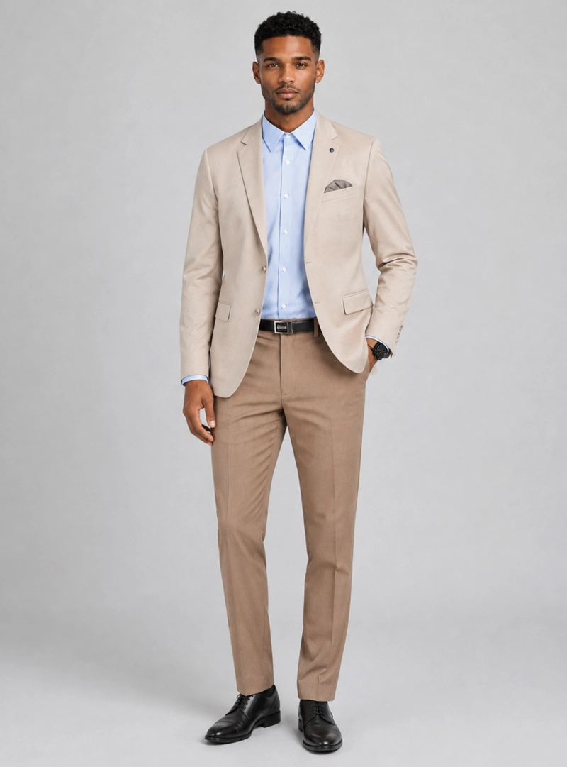 BLAZER POLI VISCOSA SPANDEX TAILORED FIT BEIGE VAN HEUSEN - 4