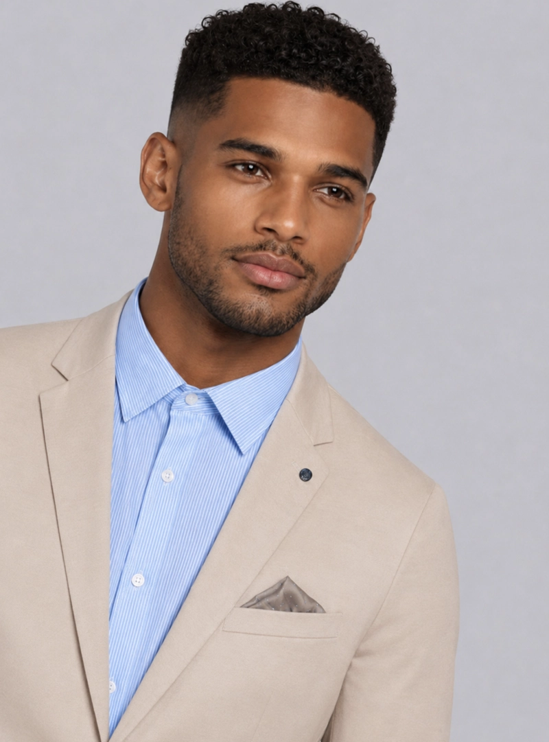 BLAZER POLI VISCOSA SPANDEX TAILORED FIT BEIGE VAN HEUSEN - 5