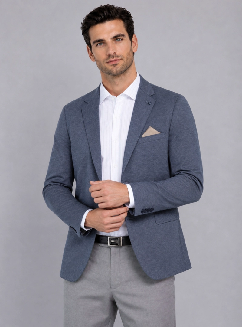 BLAZER POLI VISCOSA SPANDEX TAILORED FIT AZUL VAN HEUSEN - 1