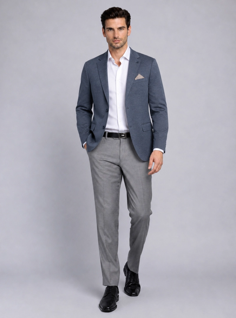 BLAZER POLI VISCOSA SPANDEX TAILORED FIT AZUL VAN HEUSEN - 4
