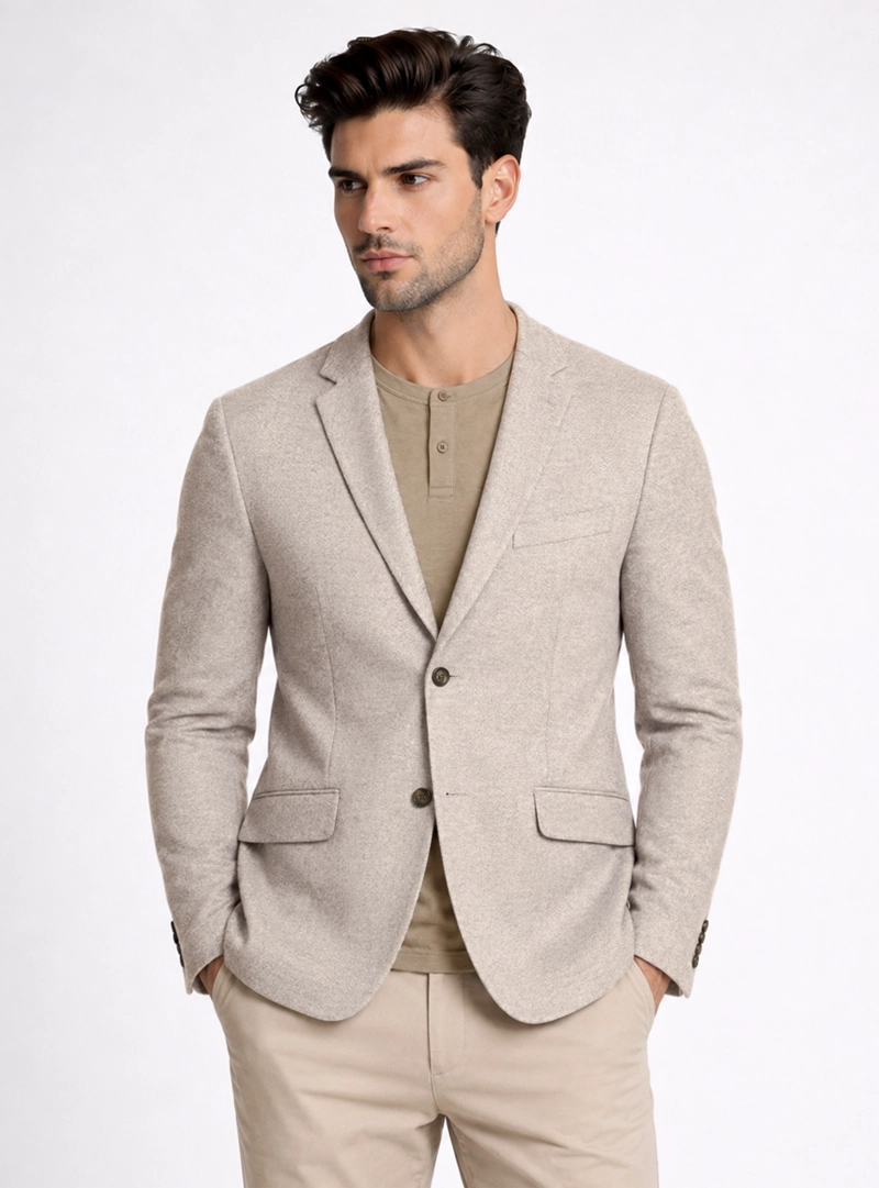 BLAZER POLI VISCOSA SPANDEX TAILORED FIT BEIGE PIERO BUTTI - 1