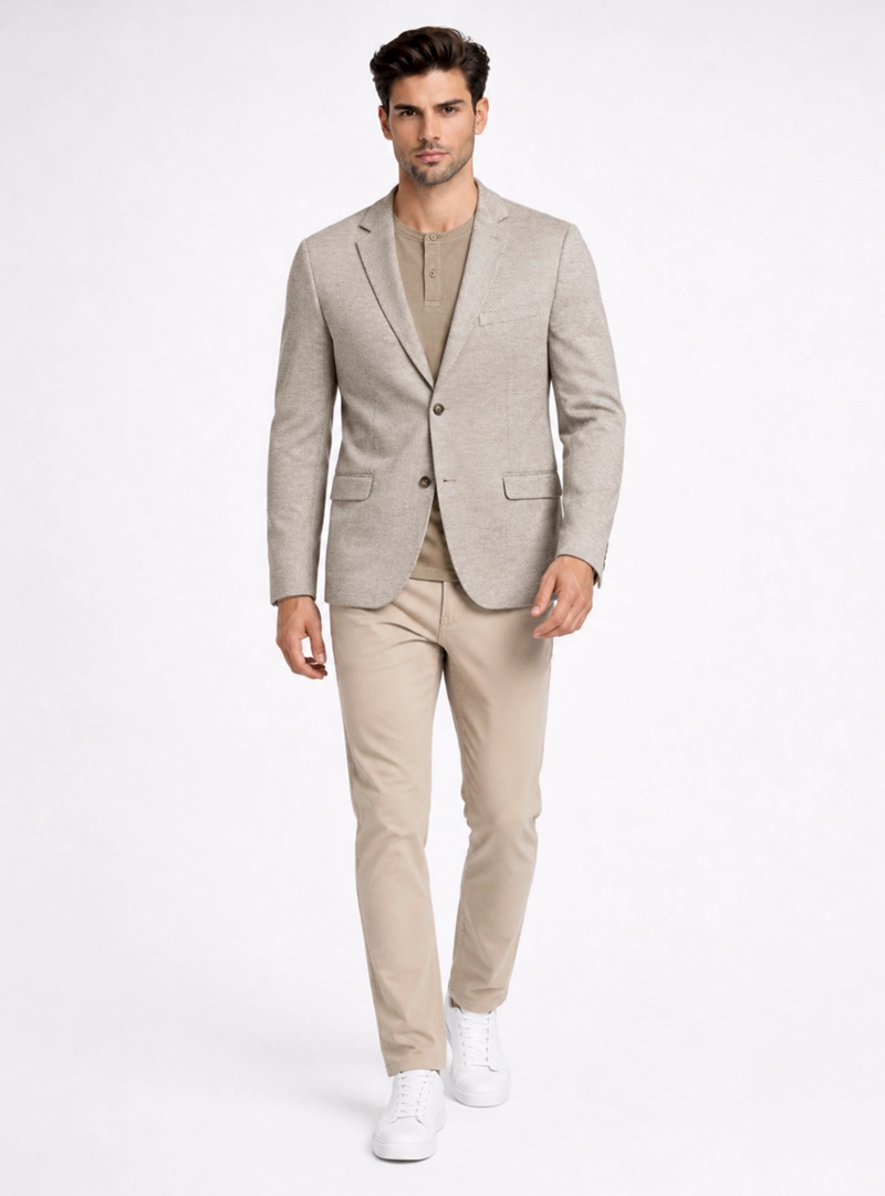 BLAZER POLI VISCOSA SPANDEX TAILORED FIT BEIGE PIERO BUTTI - 4