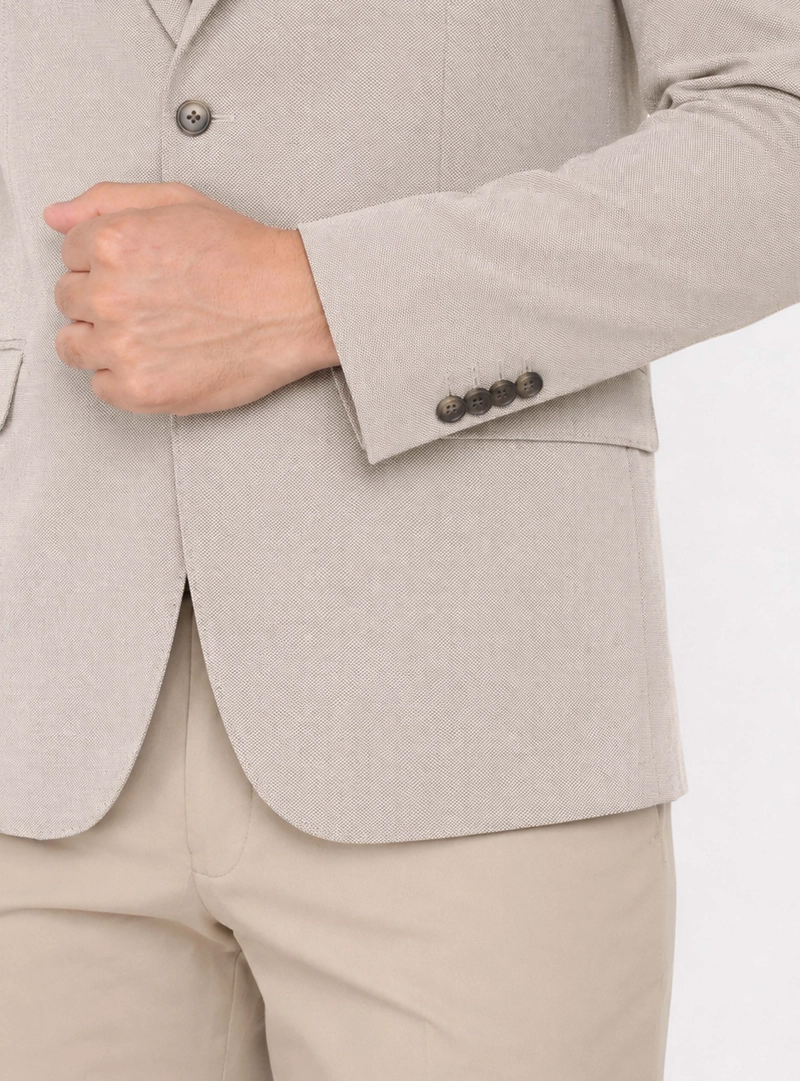 BLAZER POLI VISCOSA SPANDEX TAILORED FIT BEIGE PIERO BUTTI - 5
