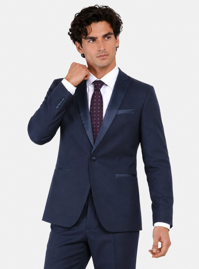 TRAJE CEREMONIA LISO SPANDEX SLIM FIT AZUL ARROW - 3