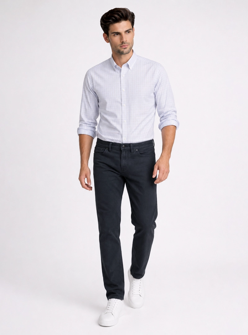 PANTALON STONE WASH REGULAR FIT AZUL MARINO PIERO BUTTI - 4