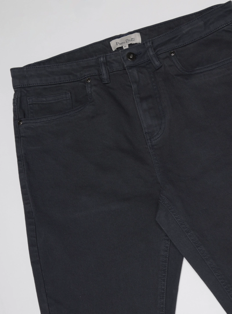 PANTALON STONE WASH REGULAR FIT AZUL MARINO PIERO BUTTI - 5