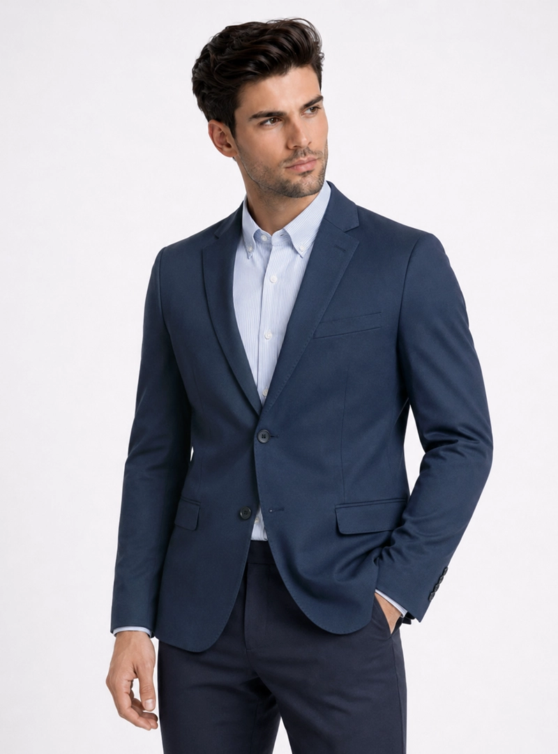 BLAZER POLI VISCOSA SPANDEX TAILORED FIT AZUL MARINO PIERO BUTTI - 1