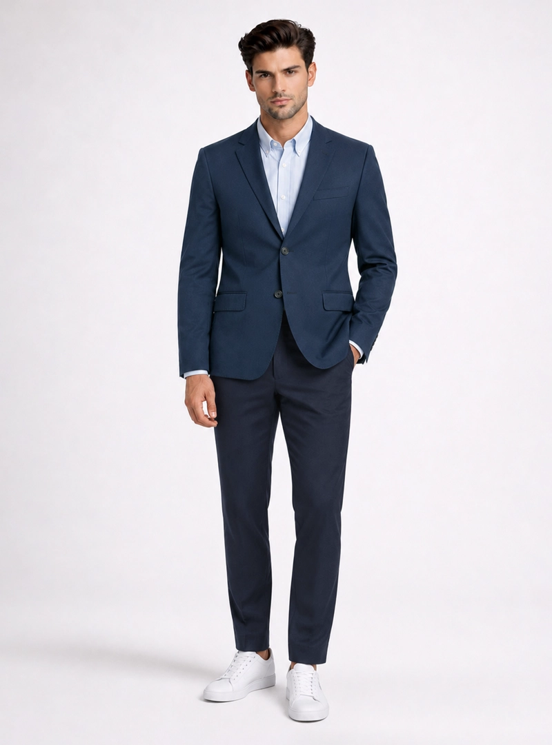 BLAZER POLI VISCOSA SPANDEX TAILORED FIT AZUL MARINO PIERO BUTTI - 4