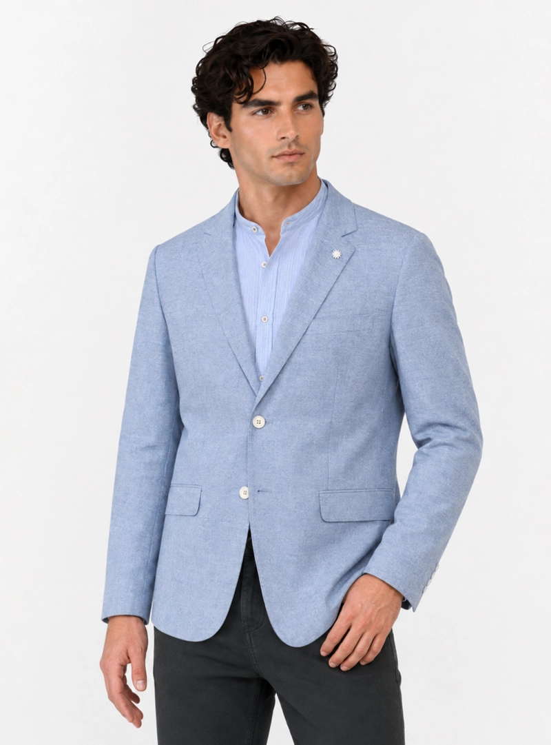 BLAZER FANTASIA LINO TAILORED FIT CELESTE ARROW - 1