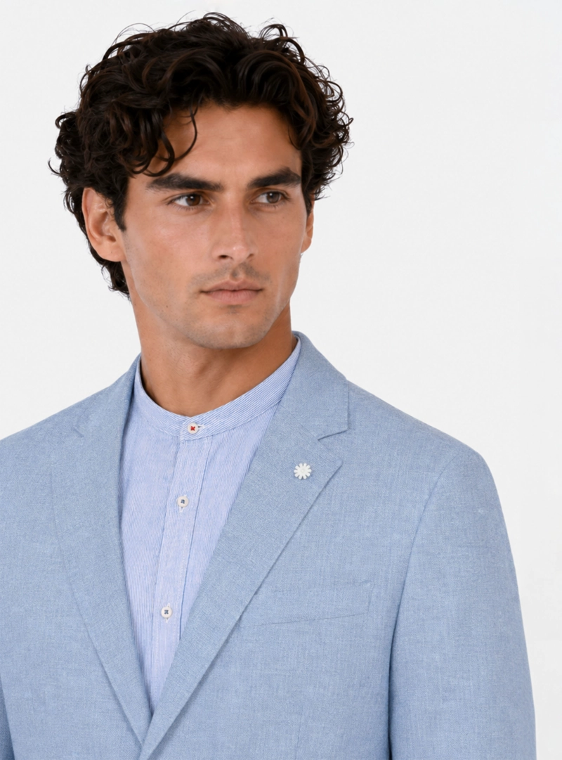 BLAZER FANTASIA LINO TAILORED FIT CELESTE ARROW - 3