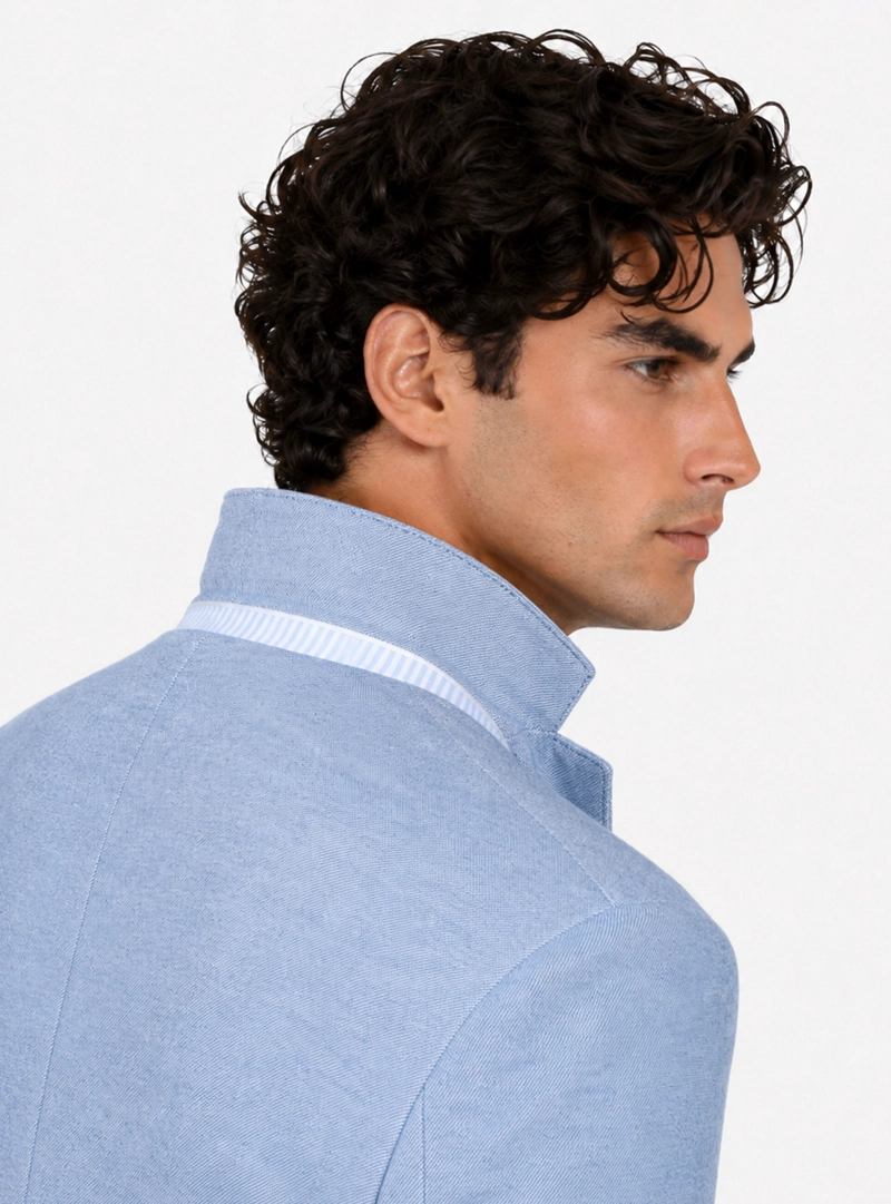 BLAZER FANTASIA LINO TAILORED FIT CELESTE ARROW - 4