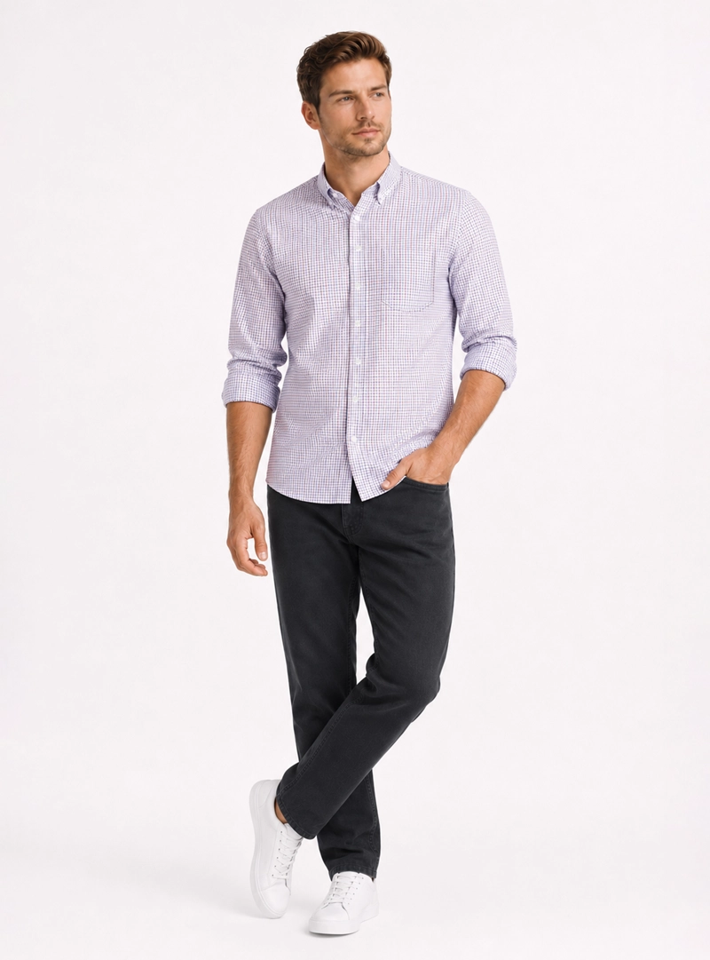 CAMISA OXFORD SPANDEX REGULAR FIT ROJO ARROW - 4