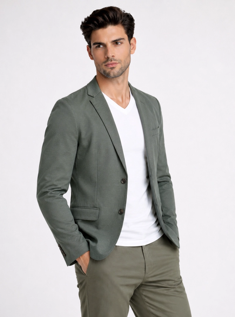 BLAZER POLI VISCOSA SPANDEX TAILORED FIT VERDE PIERO BUTTI - 1