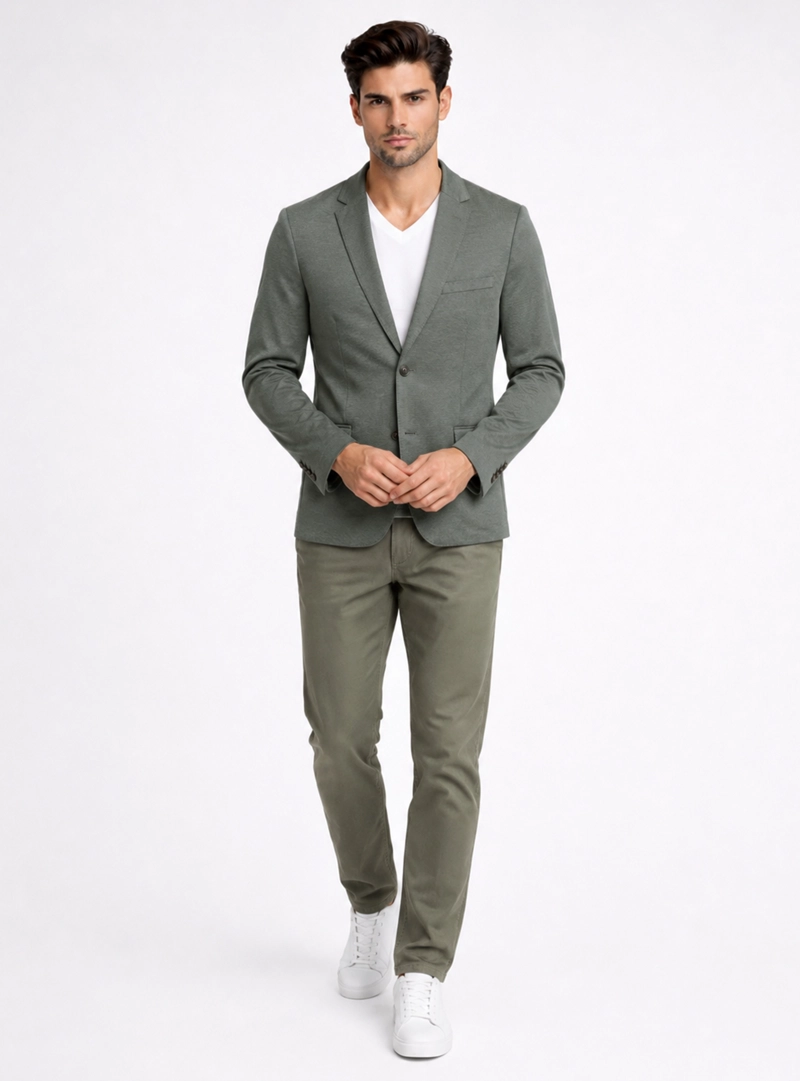 BLAZER POLI VISCOSA SPANDEX TAILORED FIT VERDE PIERO BUTTI - 6