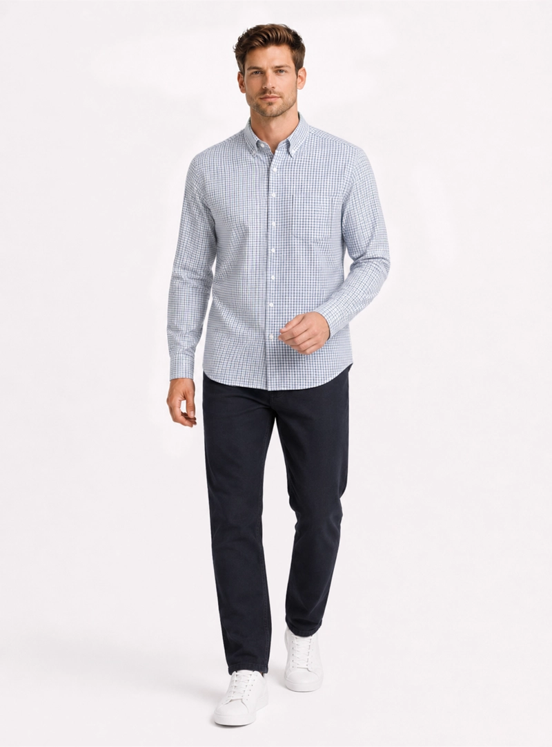 CAMISA OXFORD SPANDEX REGULAR FIT VERDE ARROW - 3