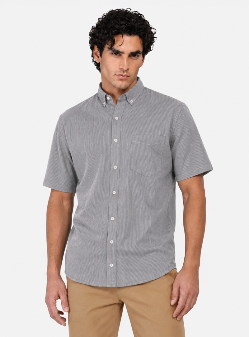 CAMISA A RAYAS REGULAR FIT GRIS OSCURO ARROW - 1