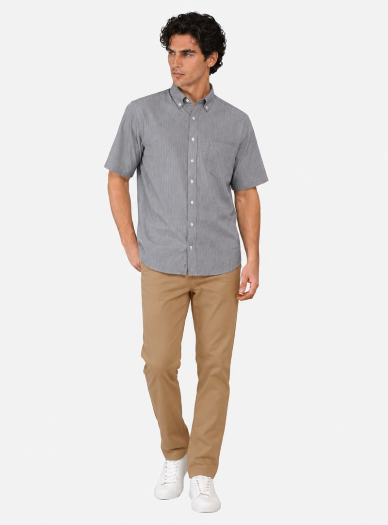 CAMISA A RAYAS REGULAR FIT GRIS OSCURO ARROW - 4