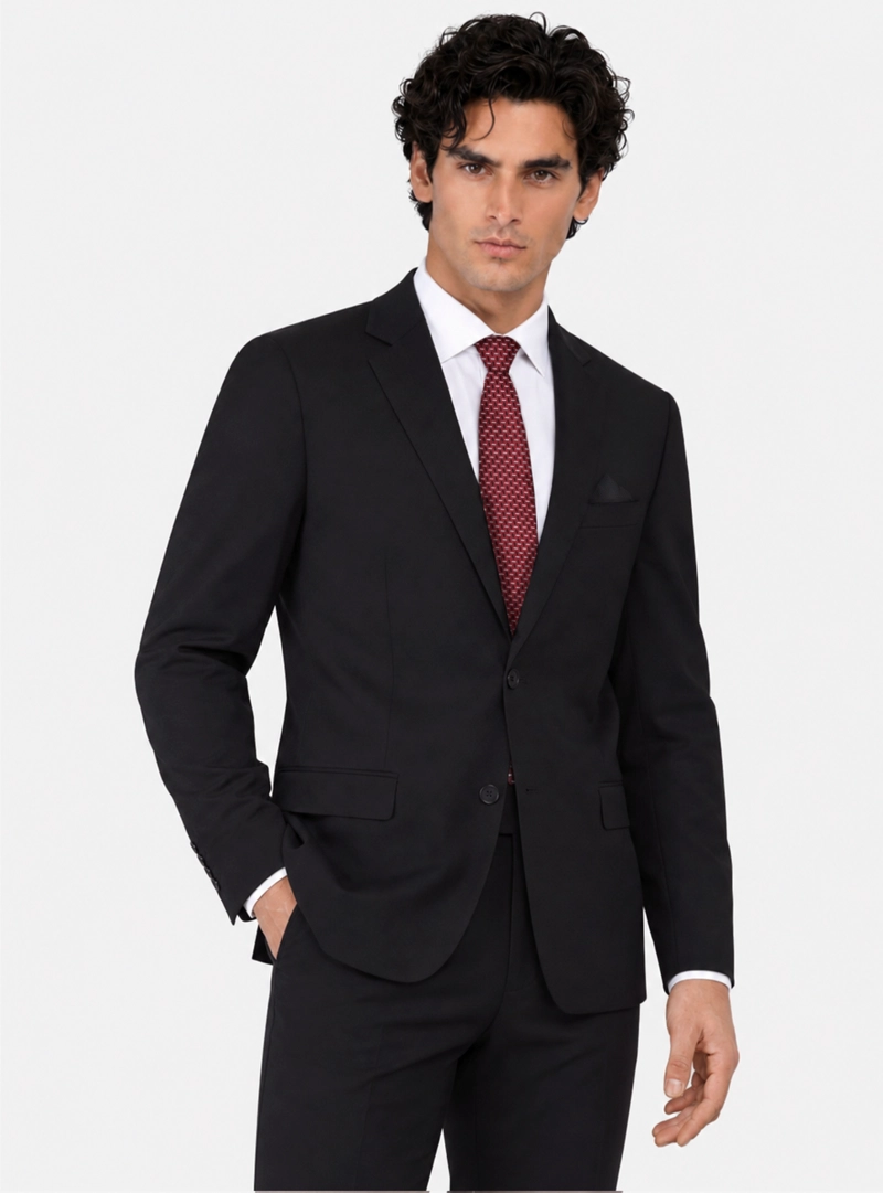 TRAJE CEREMONIA LISO SPANDEX TAILORED FIT NEGRO ARROW - 3