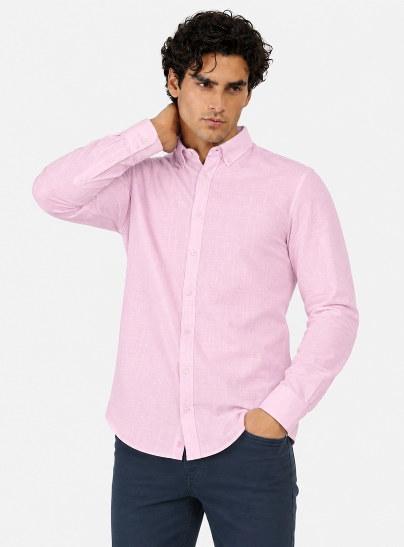 CAMISA TEXTURADA REGULAR FIT ROSADO ARROW - 1