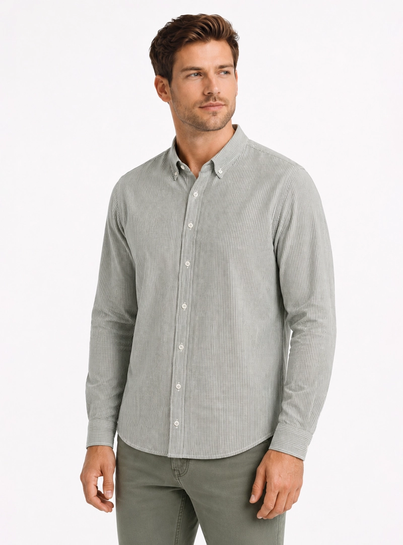 CAMISA A RAYAS REGULAR FIT OLIVA ARROW - 1