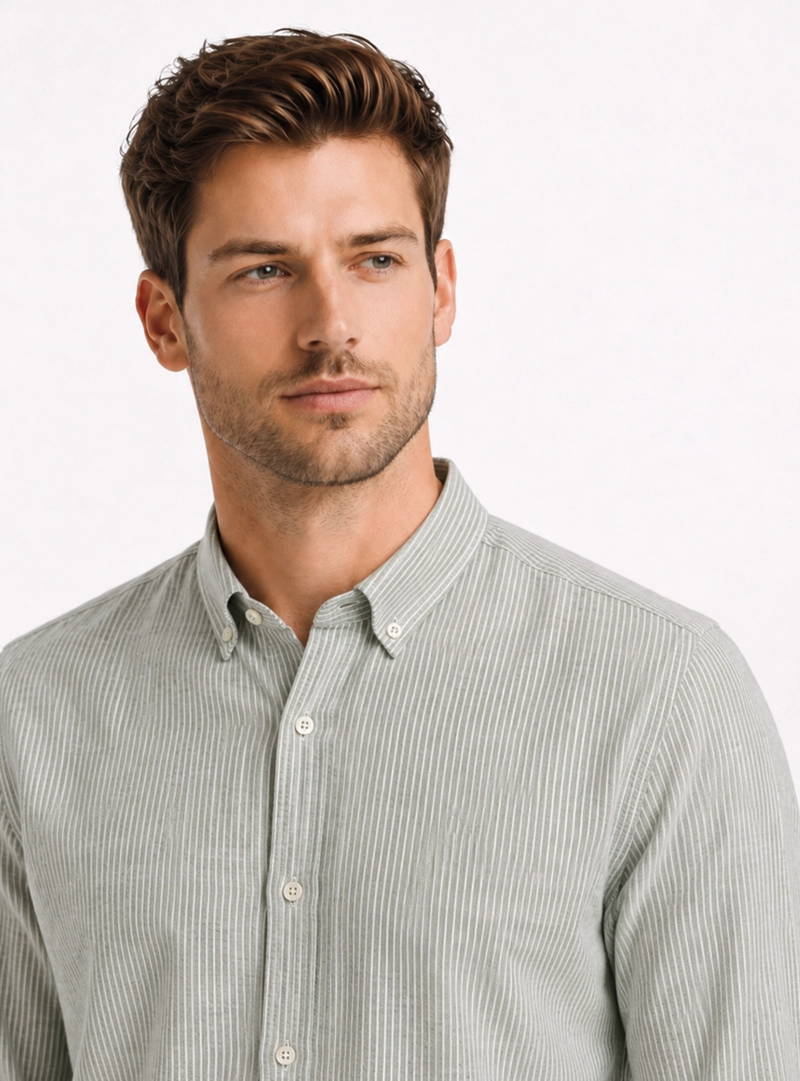 CAMISA A RAYAS REGULAR FIT OLIVA ARROW - 3