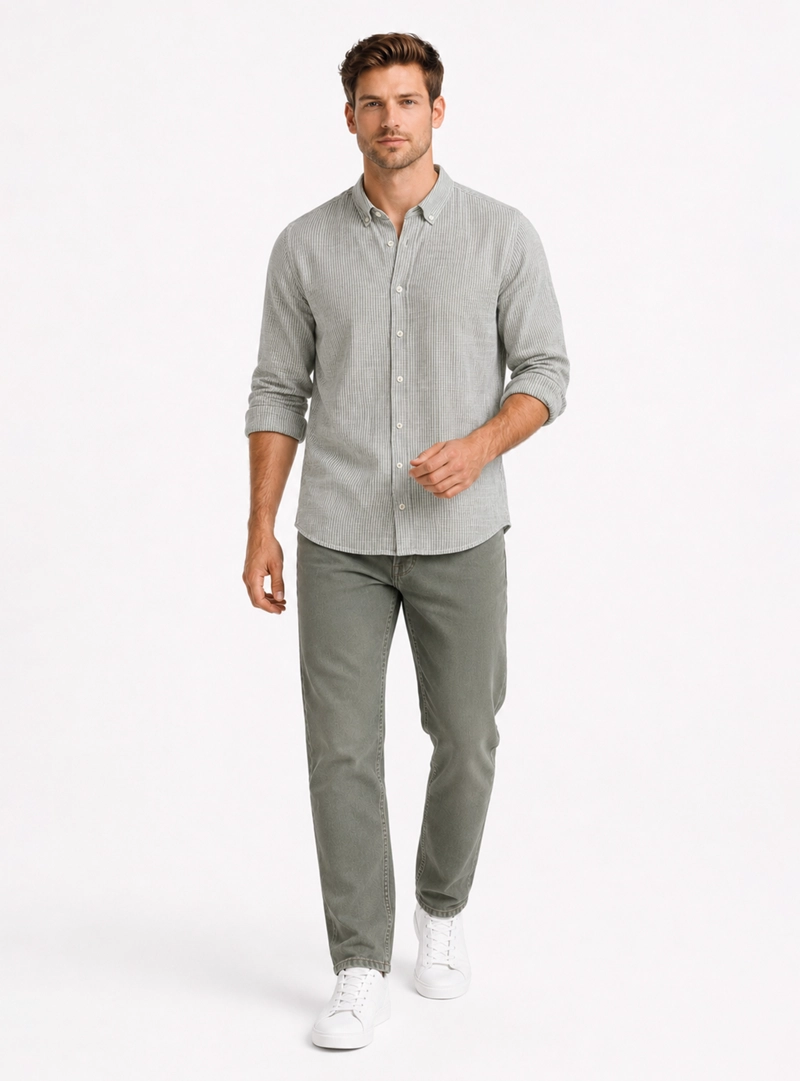 CAMISA A RAYAS REGULAR FIT OLIVA ARROW - 4