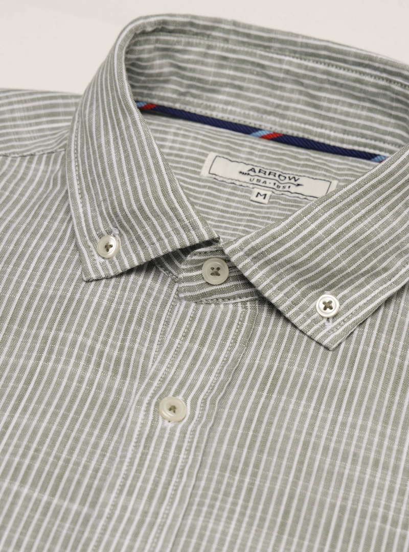 CAMISA A RAYAS REGULAR FIT OLIVA ARROW - 5