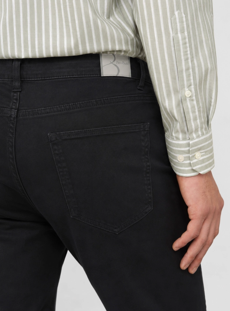 PANTALON STONE WASH REGULAR FIT NEGRO PIERO BUTTI - 3