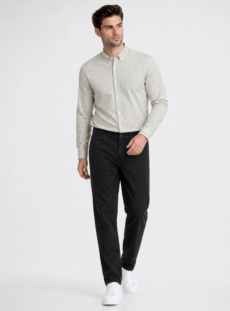 PANTALON STONE WASH REGULAR FIT NEGRO PIERO BUTTI - 4