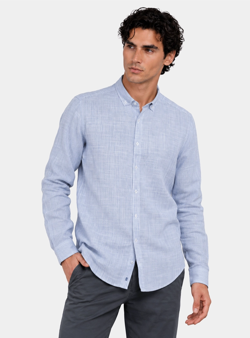 CAMISA TEXTURADA REGULAR FIT AZUL ARROW - 1