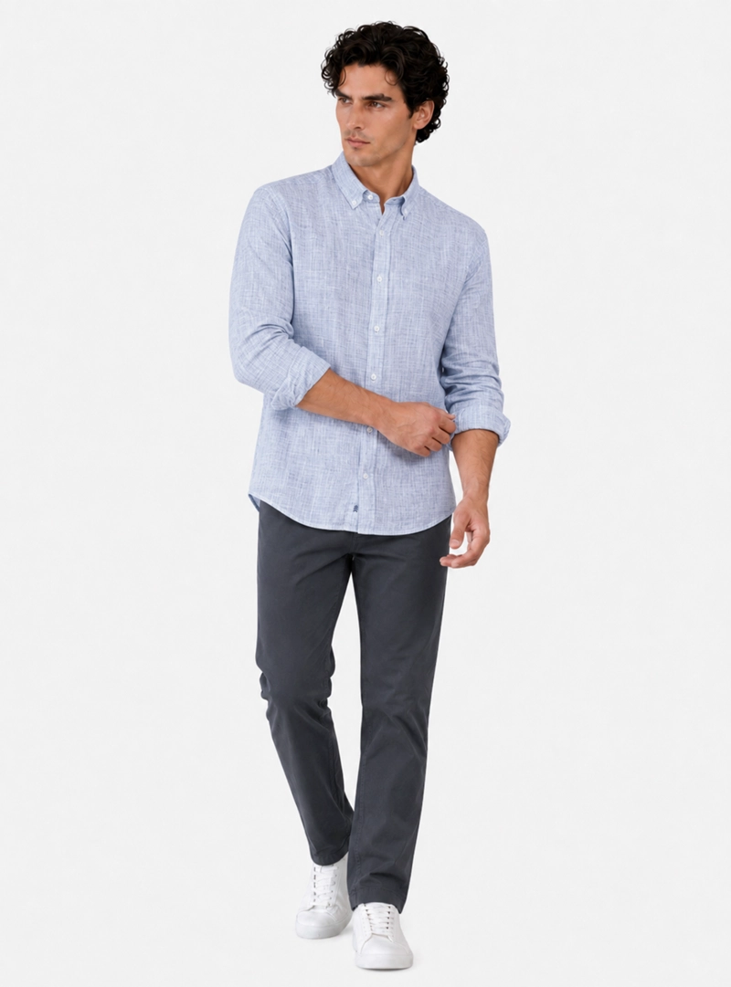 CAMISA TEXTURADA REGULAR FIT AZUL ARROW - 4