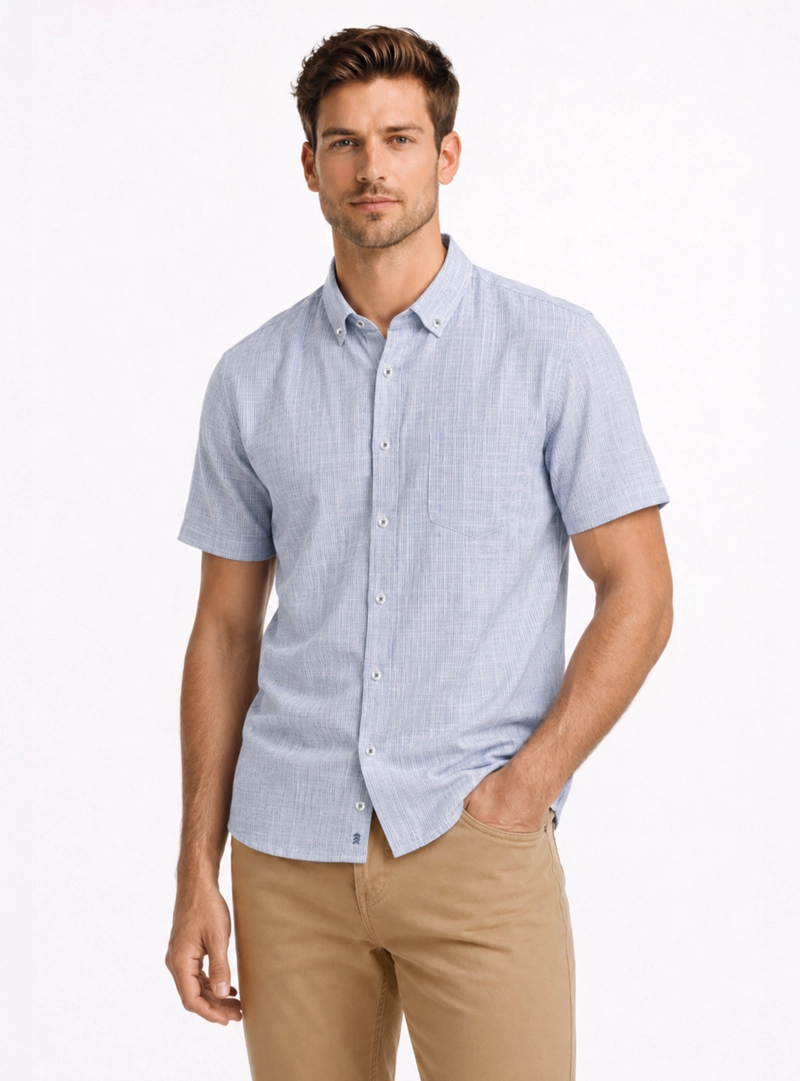 CAMISA TEXTURADA REGULAR FIT AZUL ARROW - 1