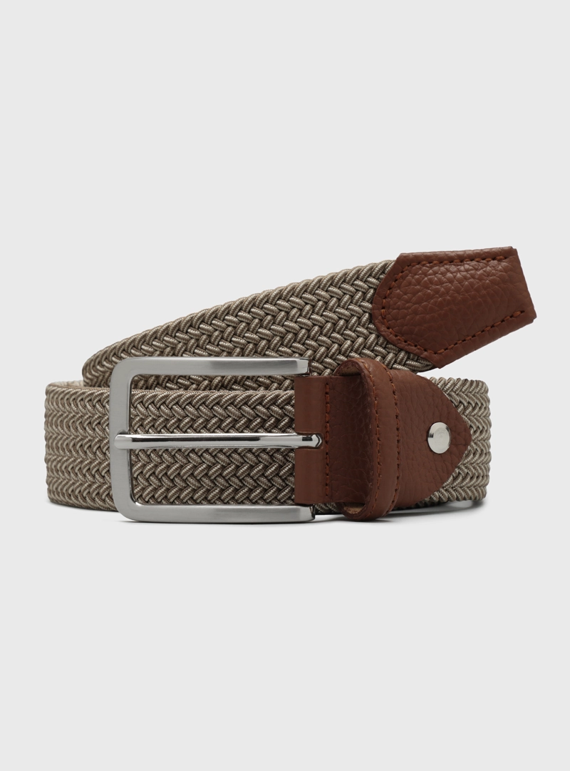 CINTURON ELASTICO TRENZADO BEIGE ARROW - 2