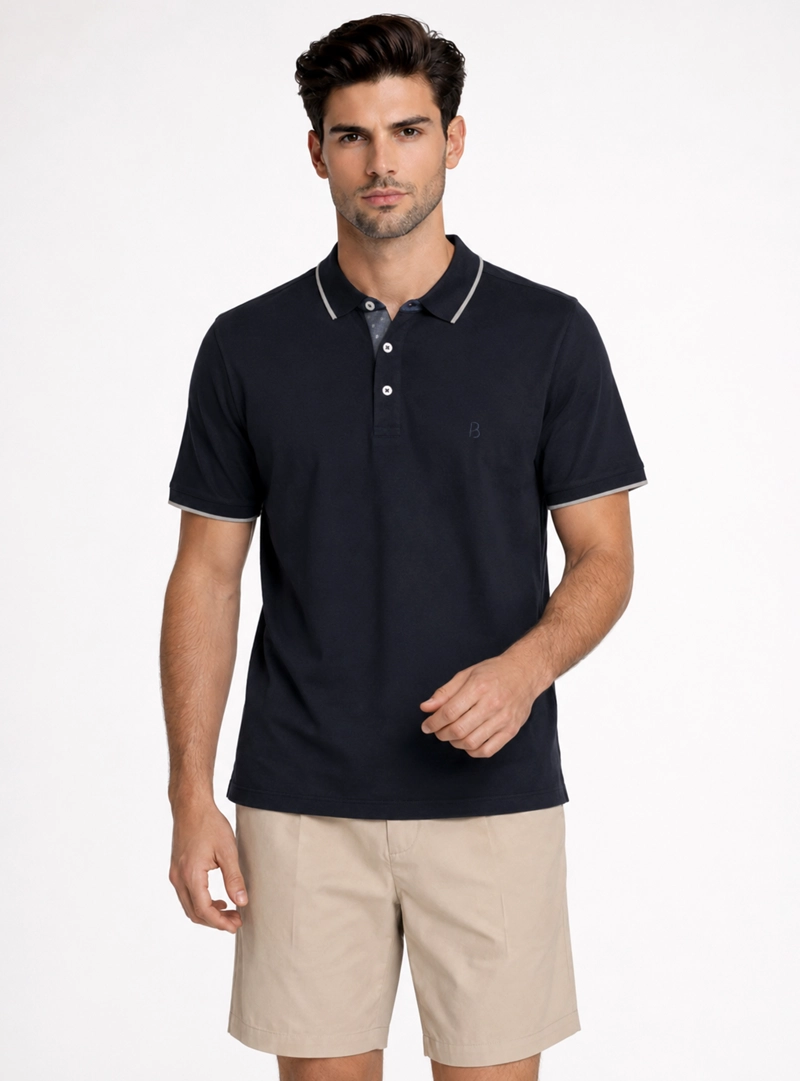 POLERA PIQUE REGULAR FIT AZUL MARINO PIERO BUTTI - 1