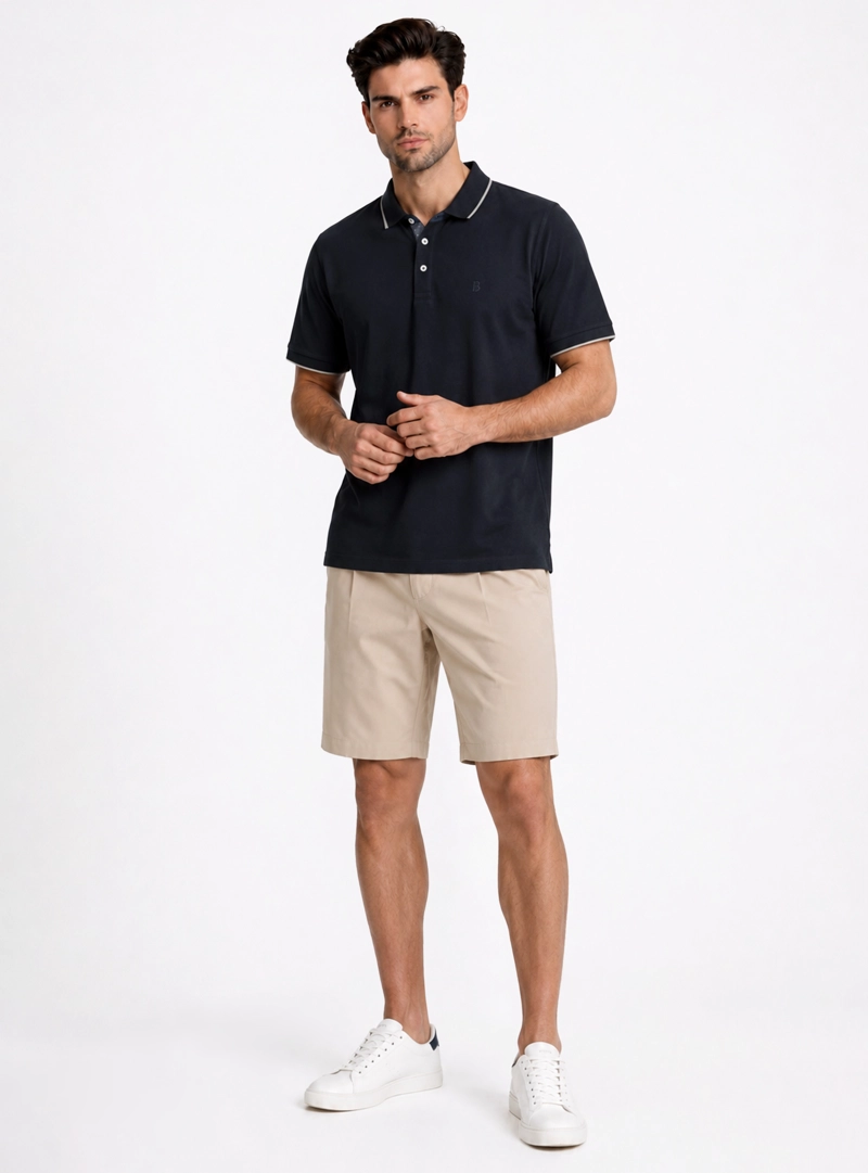 POLERA PIQUE REGULAR FIT AZUL MARINO PIERO BUTTI - 4