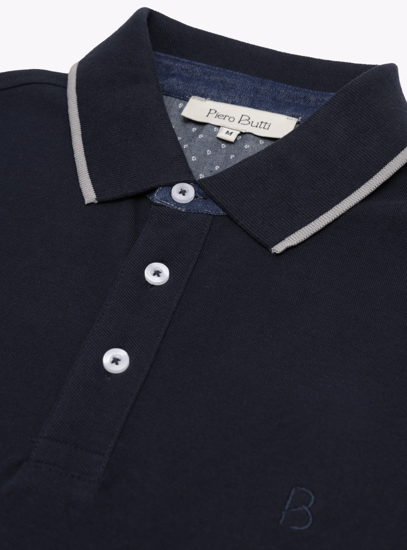 POLERA PIQUE REGULAR FIT AZUL MARINO PIERO BUTTI - 5