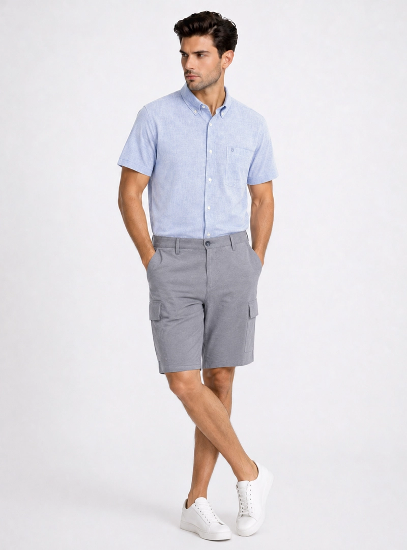 BERMUDA CARGO REGULAR FIT AZUL MARINO PIERO BUTTI - 4