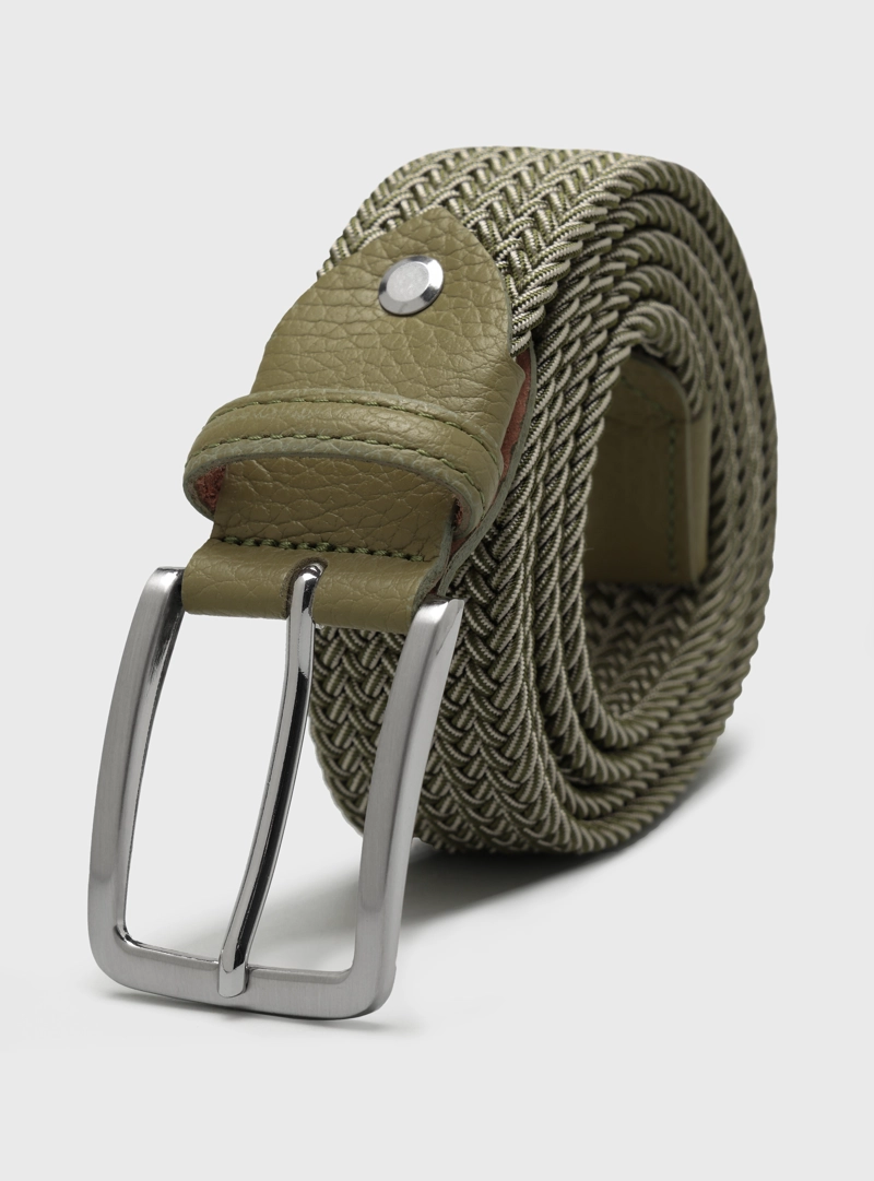 CINTURON ELASTICO TRENZADO VERDE ARROW - 1