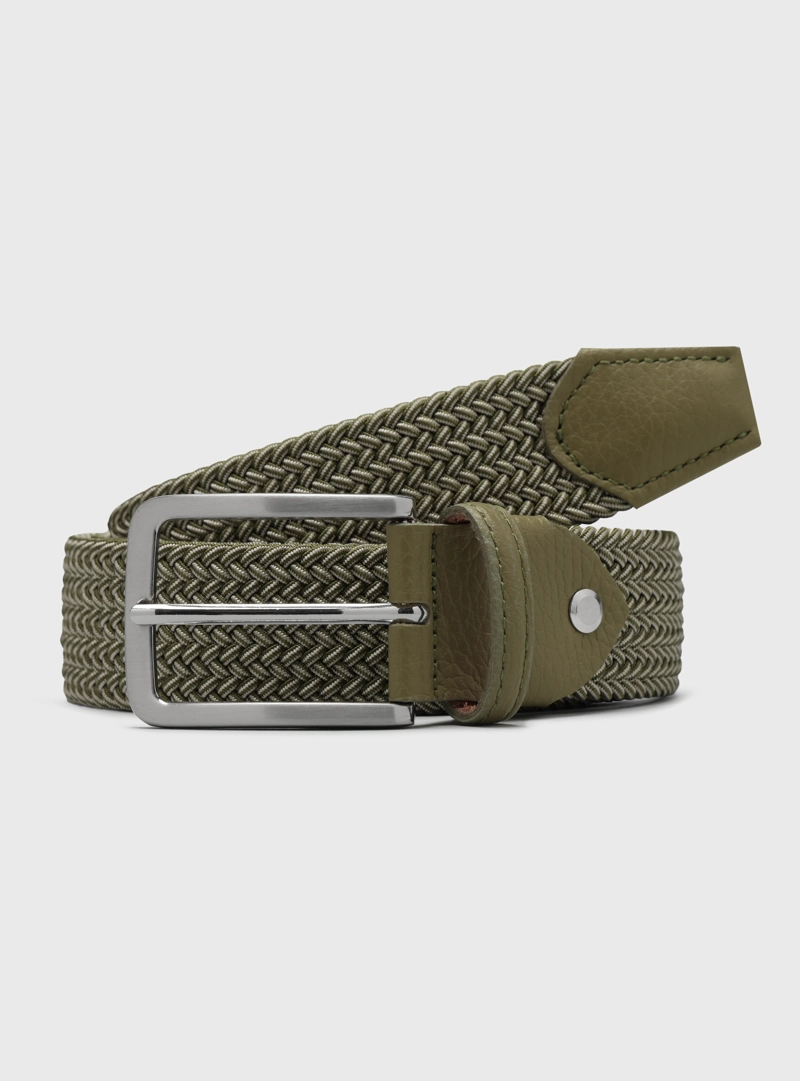 CINTURON ELASTICO TRENZADO VERDE ARROW - 2