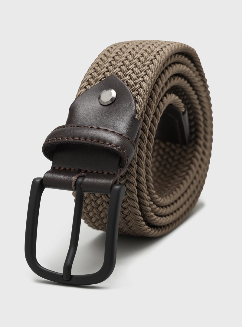 CINTURON ELASTICO TRENZADO BEIGE ARROW - 1