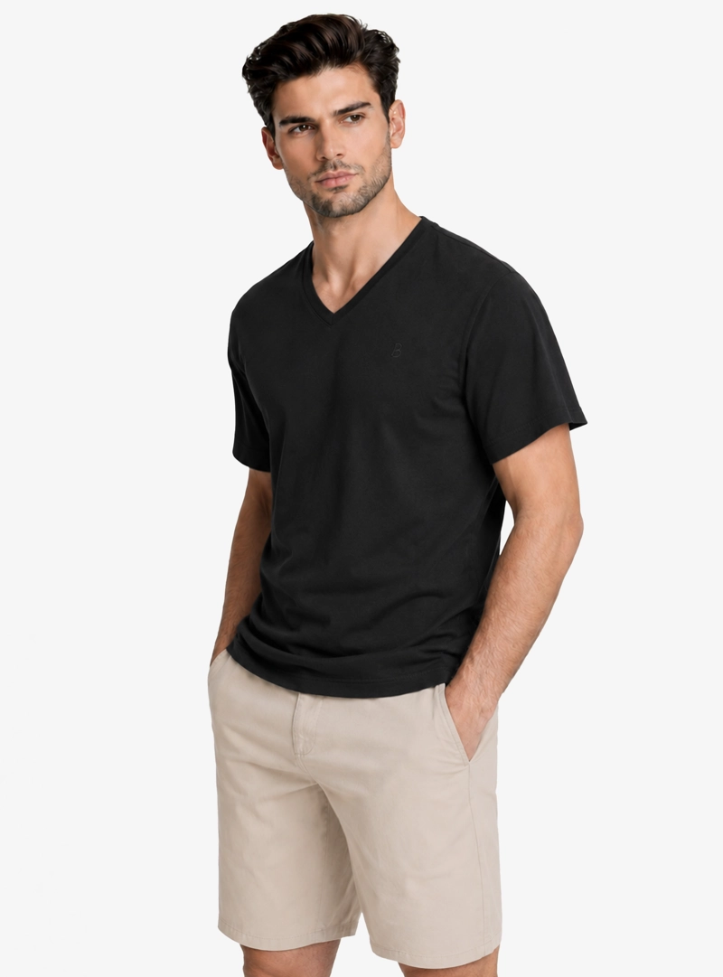 POLERA CUELLO V REGULAR FIT NEGRO PIERO BUTTI - 1