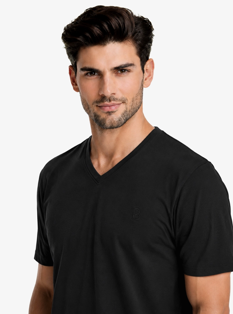 POLERA CUELLO V REGULAR FIT NEGRO PIERO BUTTI - 3