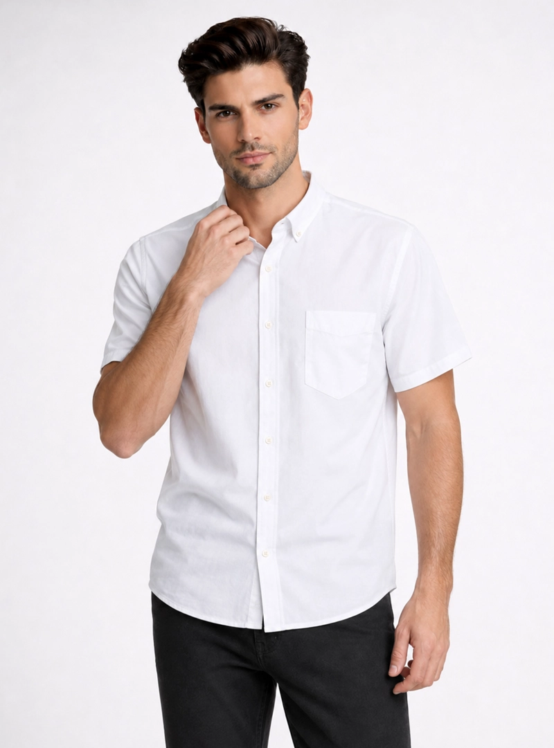CAMISA LISA REGULAR FIT BLANCO PIERO BUTTI - 1